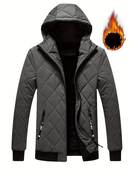 Julio | Warme Winterjacke für Herren - Fleecejacke mit Kapuze und Reißverschluss