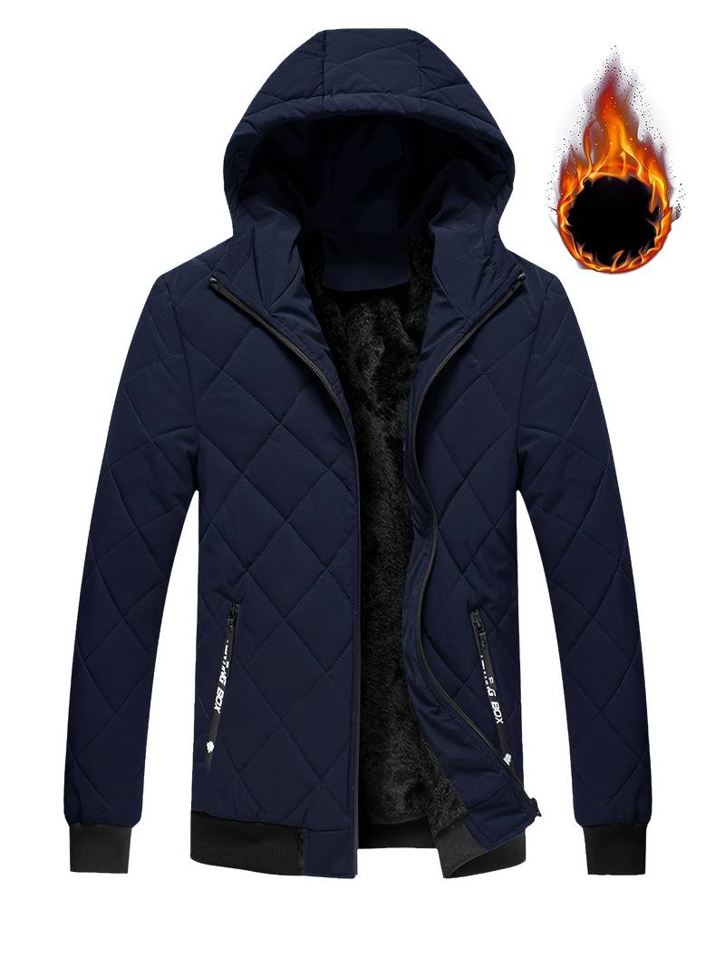 Julio | Warme Winterjacke für Herren - Fleecejacke mit Kapuze und Reißverschluss