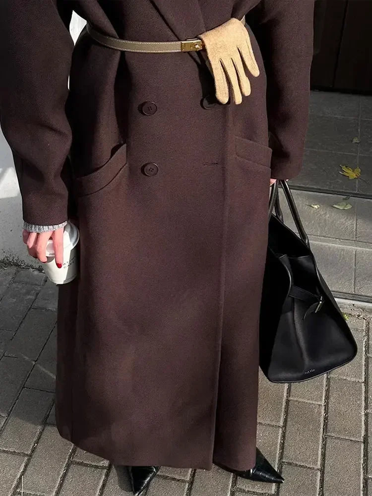 Tanja | Damen Doppelreihiger Trenchcoat mit Reverskragen und Seitentaschen