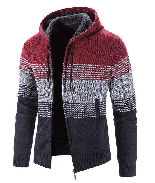 Shelby | Herren Fleece-Kapuzenpulli mit Streifen