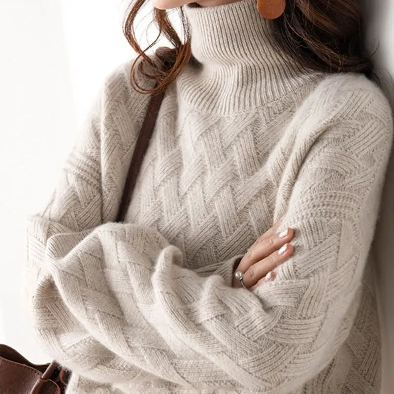 Wilma | Damen Turtleneck Pullover mit Strukturmuster