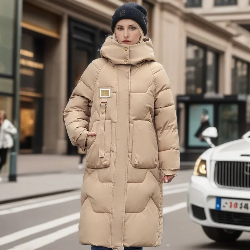 Paloma | Trendige lange Winterjacke mit Kapuze für Damen