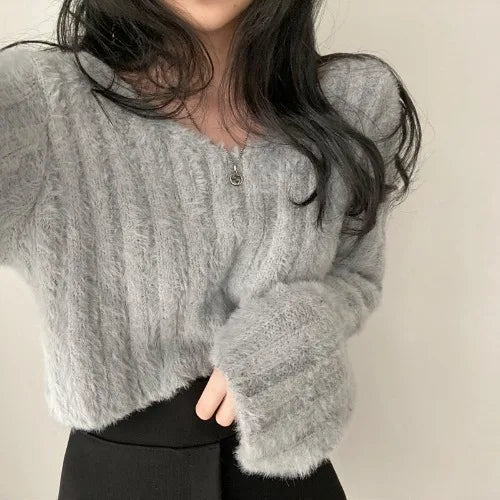 Kiana | Kuscheliger Teddy-Pullover in Cropped-Länge – Weich, Warm & Stylisch