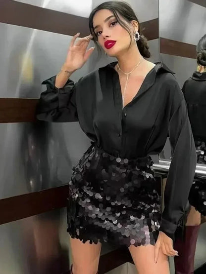 Thalira | Sexy Pailletten Minirock für Partys