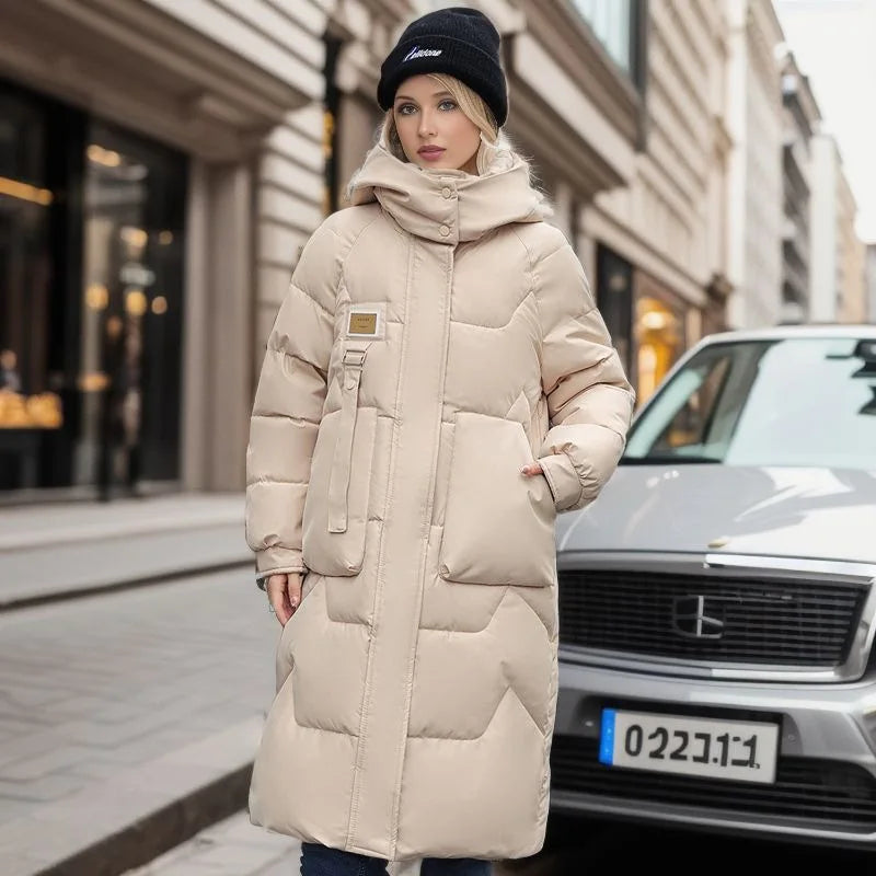 Paloma | Trendige lange Winterjacke mit Kapuze für Damen