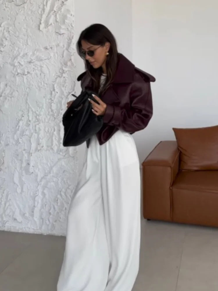 Kristina | Cropped Jacke Burgund - Edle Kurzjacke mit Reverskragen