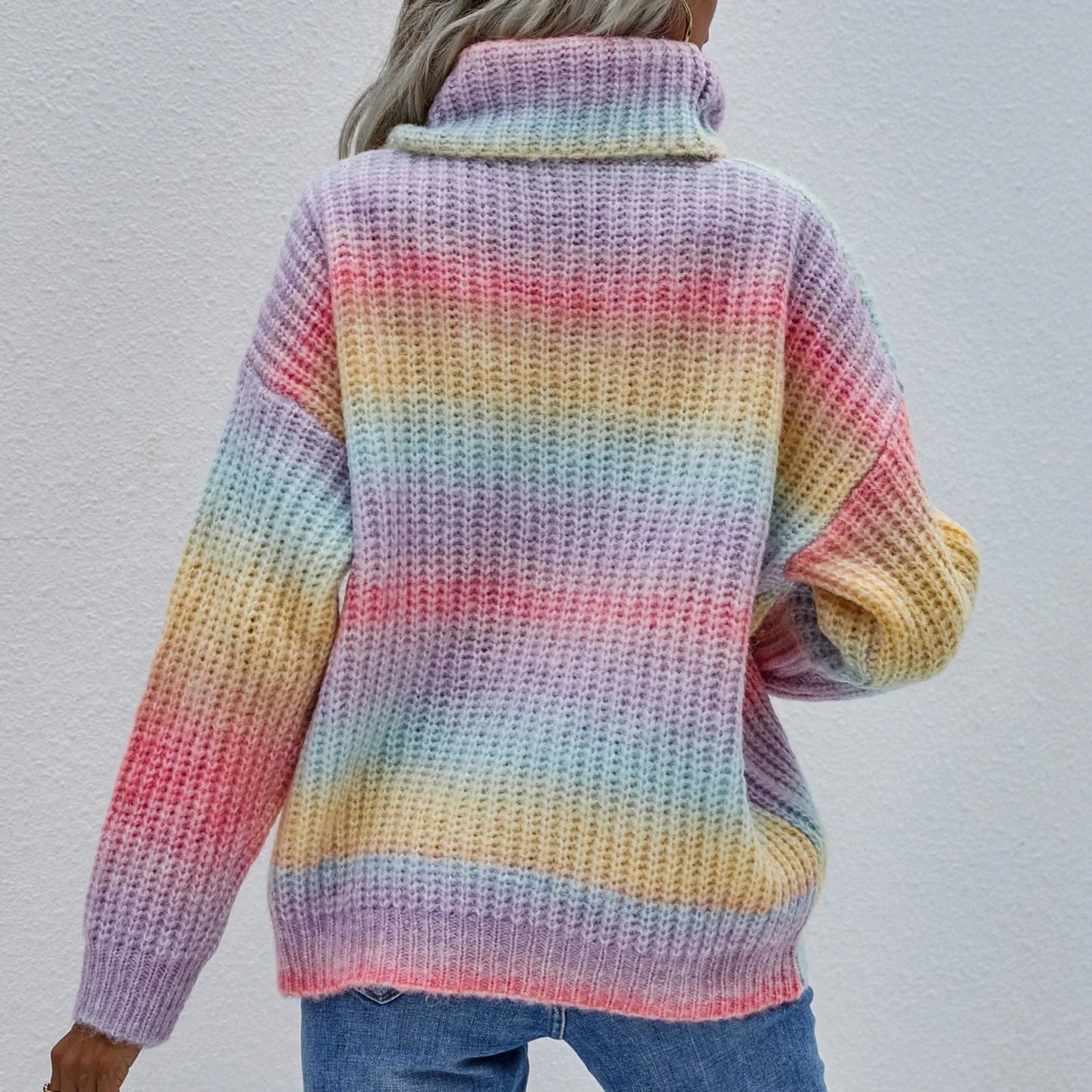 Raina | Regenbogen Rollkragenpullover Strick