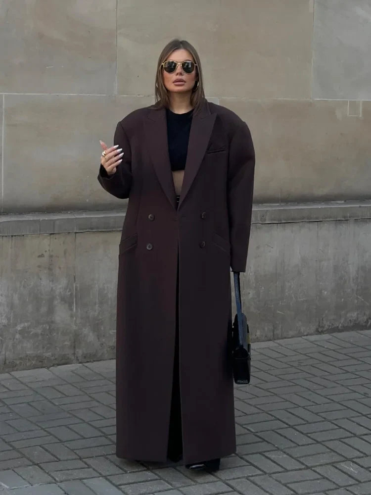 Tanja | Damen Doppelreihiger Trenchcoat mit Reverskragen und Seitentaschen