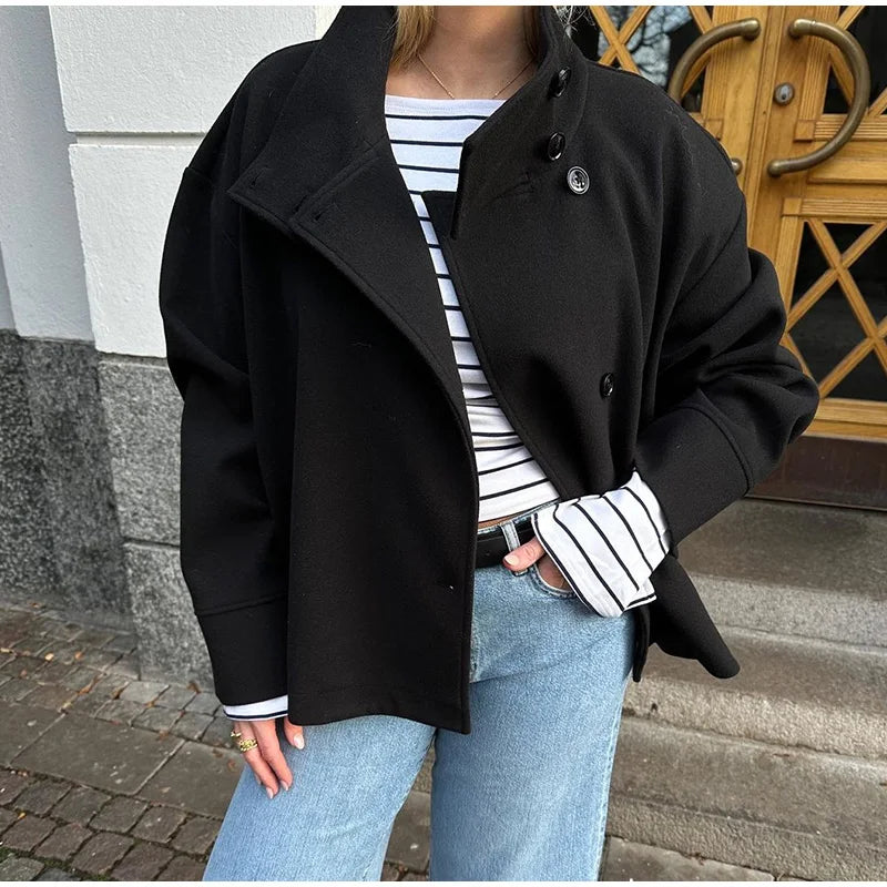 Elegante Damen Kurzjacke mit Stehkragen | Minimalistische Raffinesse für jeden Anlass