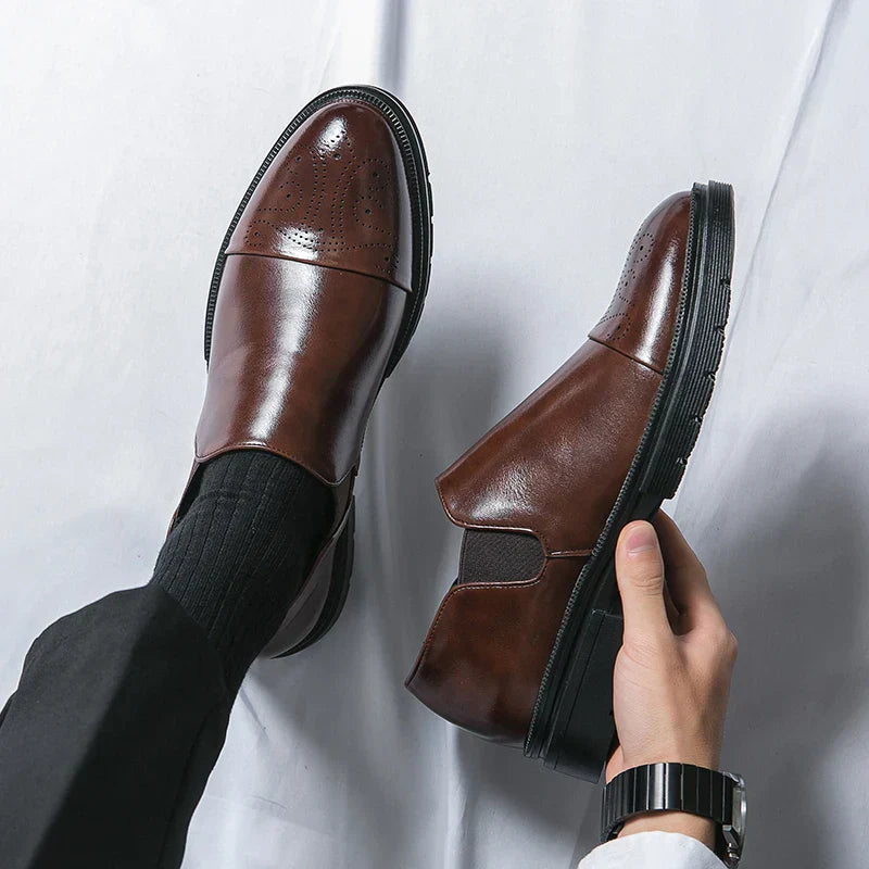 Gernot | Herren Slip-On Business-Schuhe mit elastischen Seiten und robuster Sohle