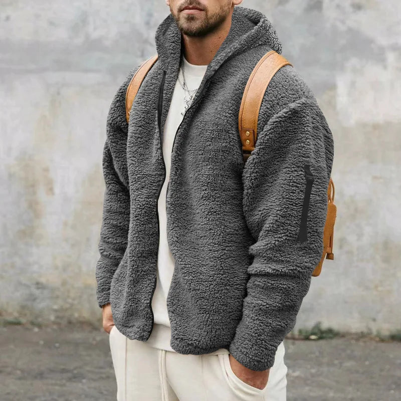 Herren Winter-Fleece Hoodie mit Kapuze & weichem Plüschfutter