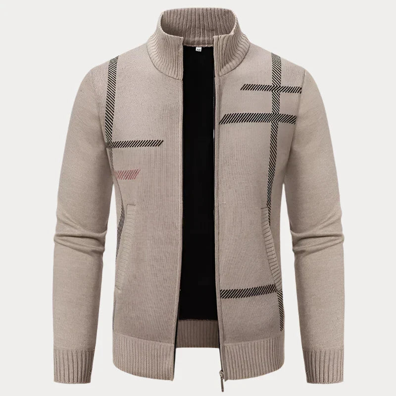 Rainald | Herren Vollzipper Stehkragen Cardigan mit Seitentaschen