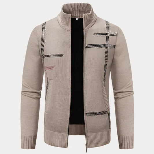 Rainald | Herren Vollzipper Stehkragen Cardigan mit Seitentaschen