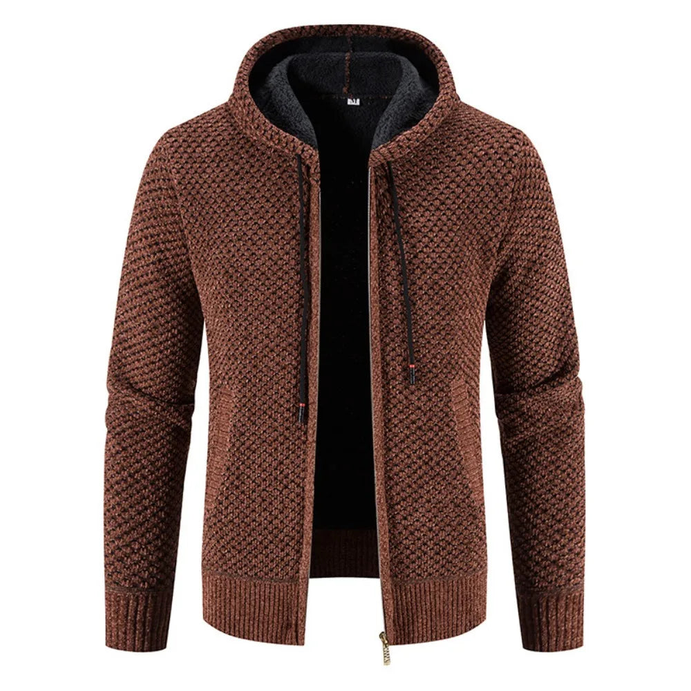 Wyatt | Herren Strickjacke mit Kapuze & Futter | Warme Winterjacke mit Reißverschluss