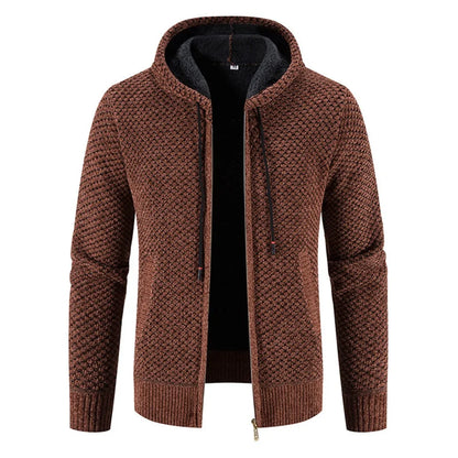 Wyatt | Herren Strickjacke mit Kapuze & Futter | Warme Winterjacke mit Reißverschluss