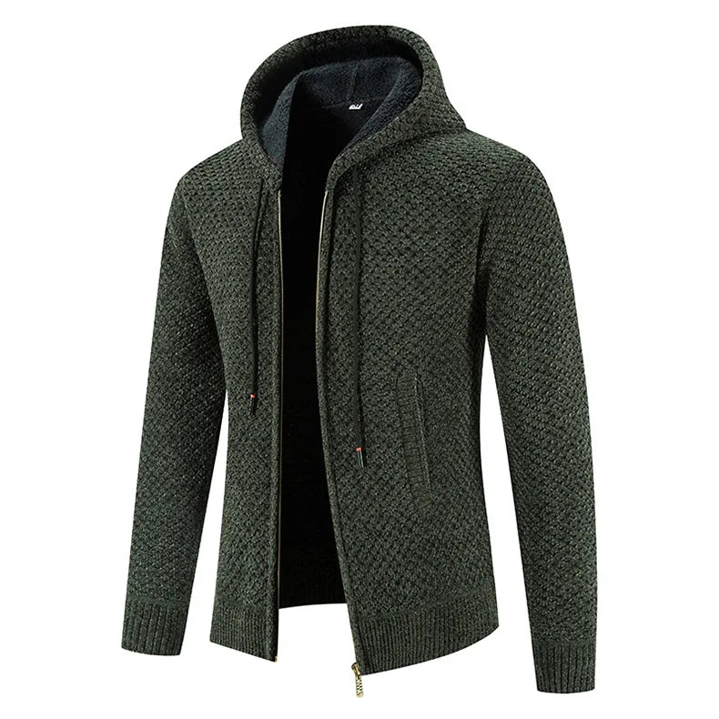Wyatt | Herren Strickjacke mit Kapuze & Futter | Warme Winterjacke mit Reißverschluss