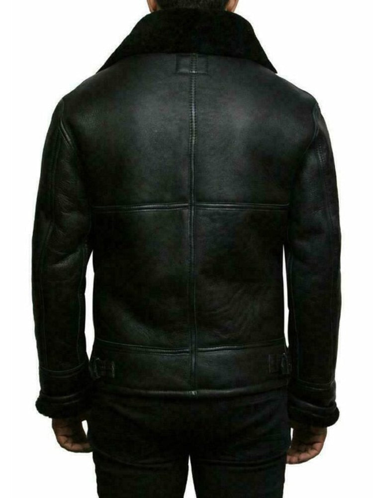 Dean | Herren-Lederjacke mit Kunstfell – Dick und Warm