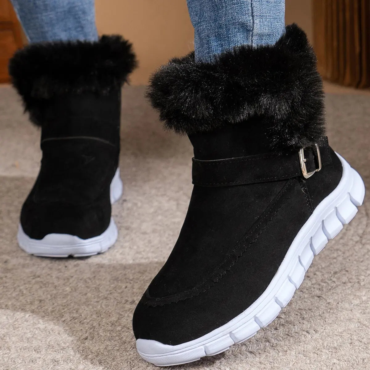 Lorineva | Winter-Boots mit Fleece-Futter, Schnalle und Reißverschluss