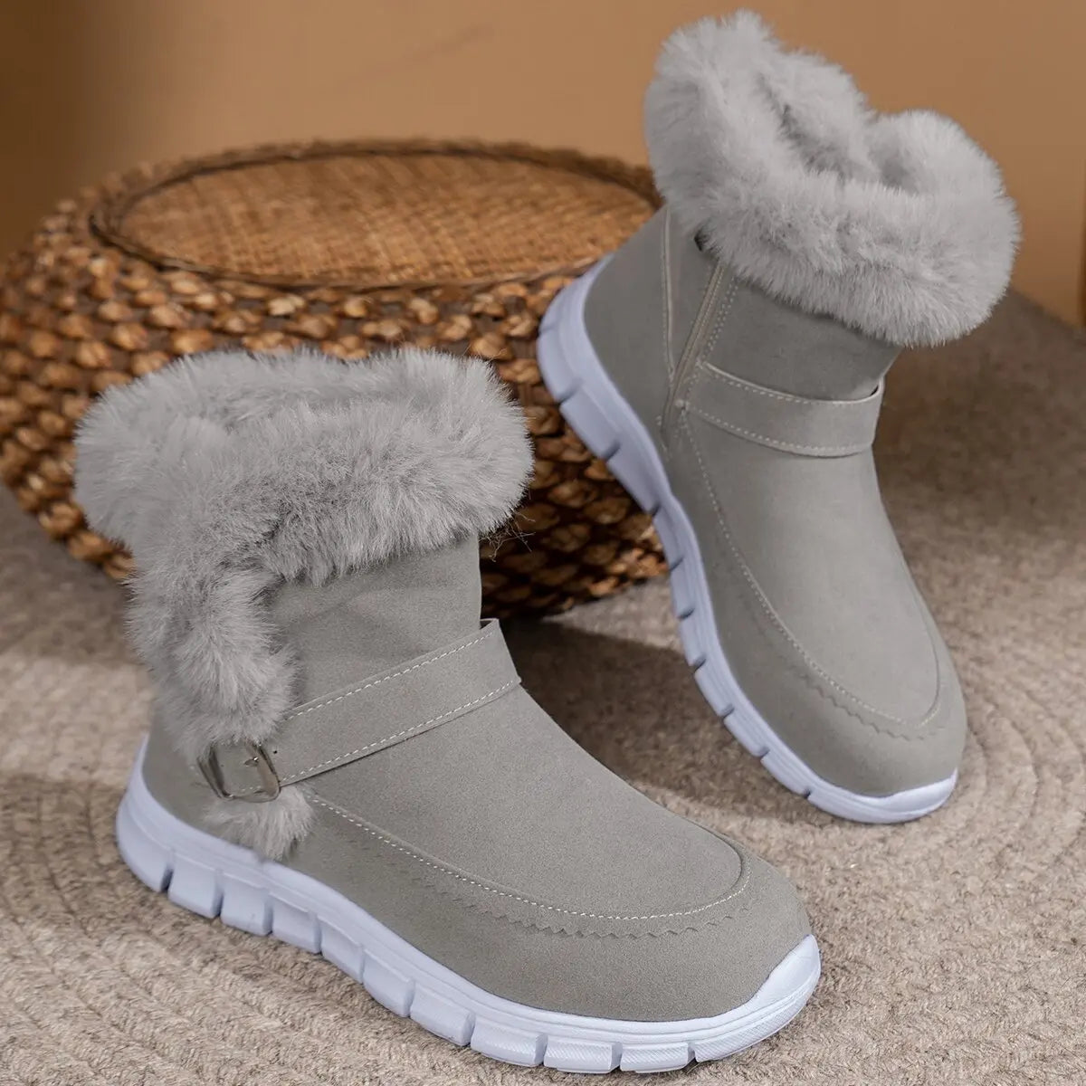 Lorineva | Winter-Boots mit Fleece-Futter, Schnalle und Reißverschluss