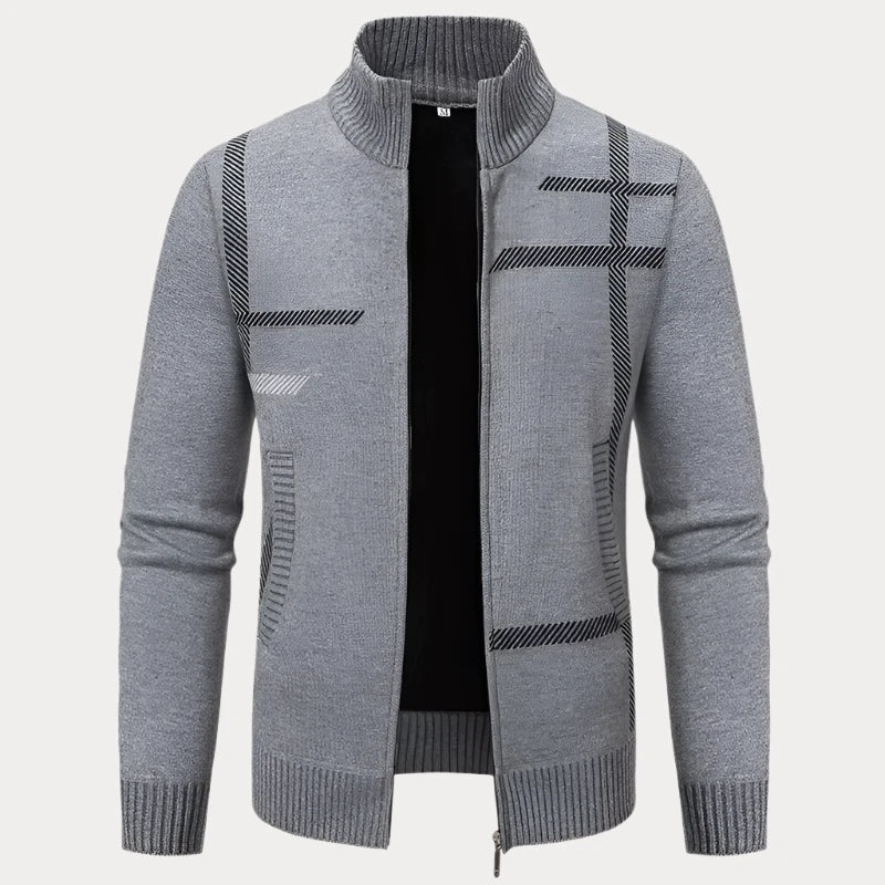 Rainald | Herren Vollzipper Stehkragen Cardigan mit Seitentaschen