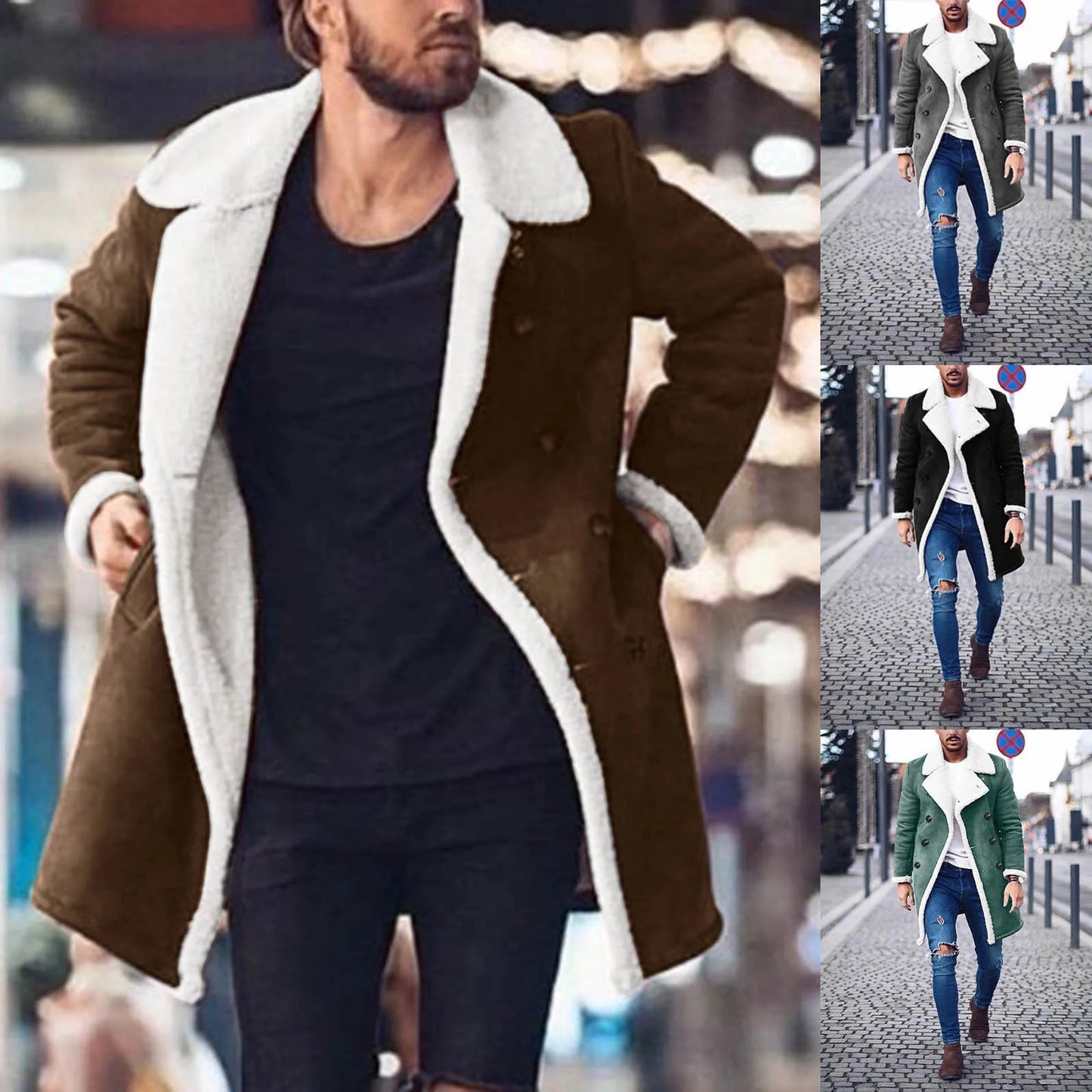 Ragnar | Herren Fleece Futter Doppelreihiger Wintermantel mit Reverskragen