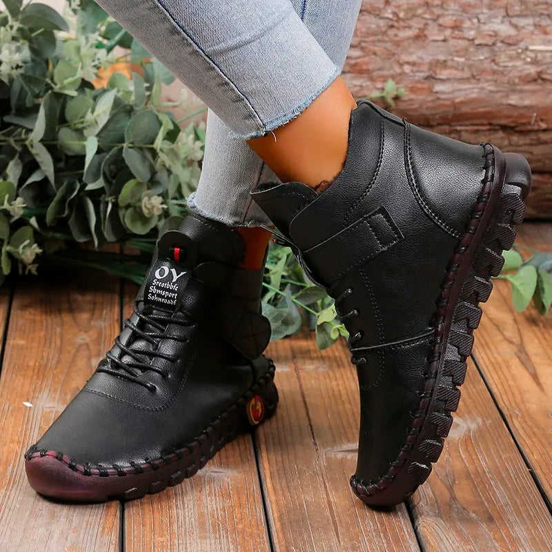 Elean | Damen Waterproof Winterboots mit Fleece-Fütterung, Schnürung und Klettverschluss