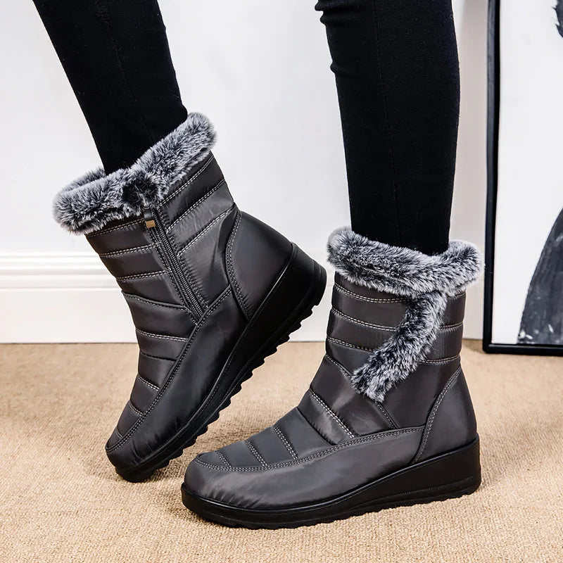 Markia | Damen Wasserfeste Winter-Ankle Boots mit Fleece-Futter und Seitenreißverschluss