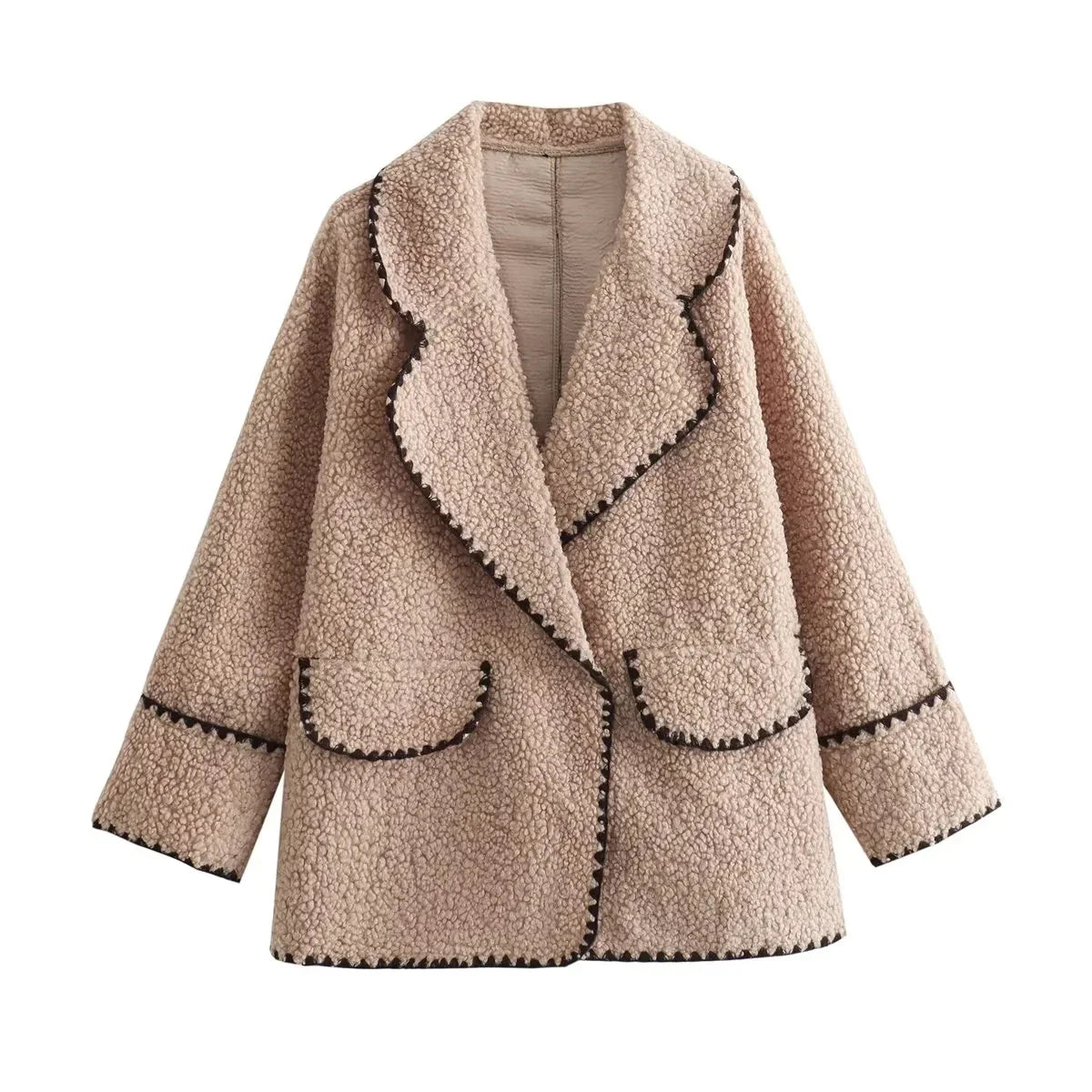 Cedara | Kuschelige Teddy Fleece Jacke mit Kontrastfutter – Kurz und Warm