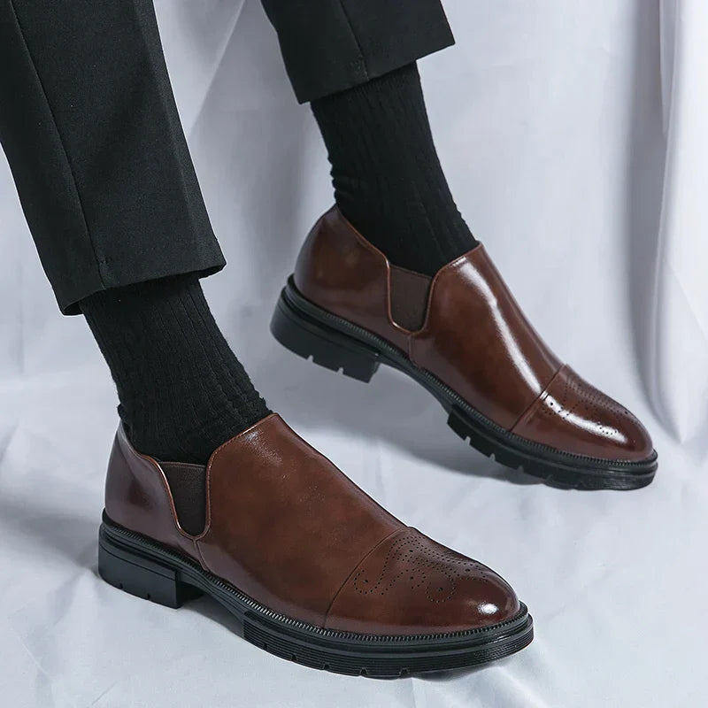 Gernot | Herren Slip-On Business-Schuhe mit elastischen Seiten und robuster Sohle