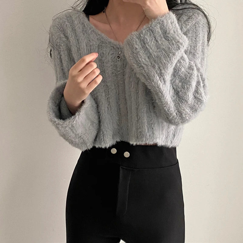 Kiana | Kuscheliger Teddy-Pullover in Cropped-Länge – Weich, Warm & Stylisch