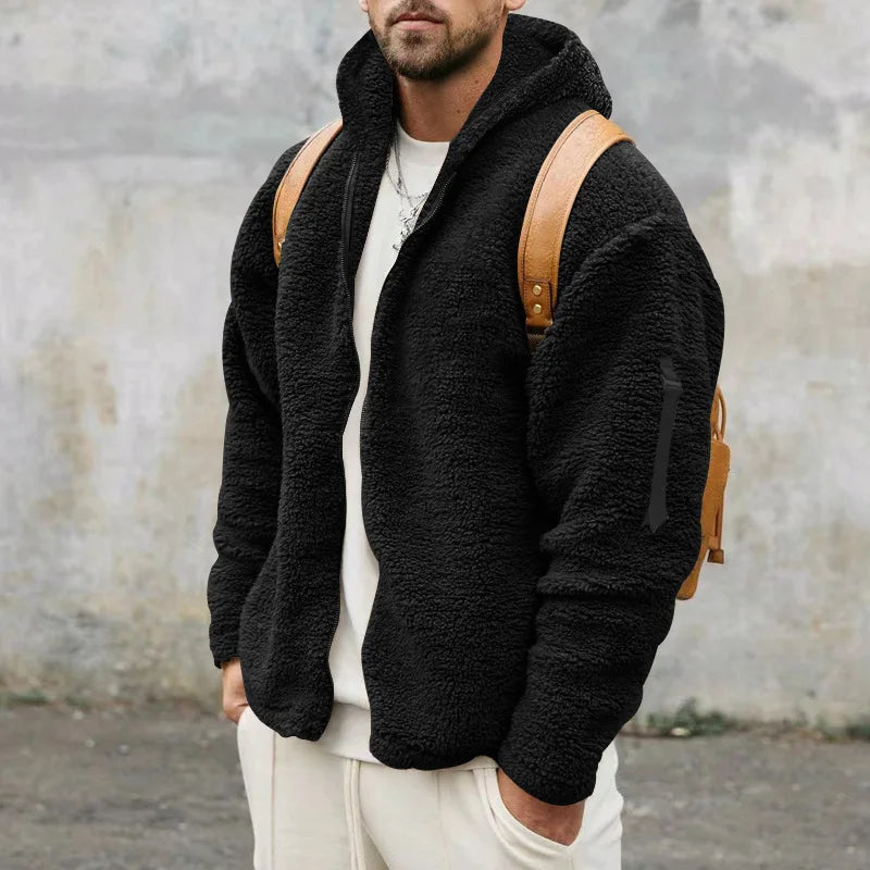 Herren Winter-Fleece Hoodie mit Kapuze & weichem Plüschfutter