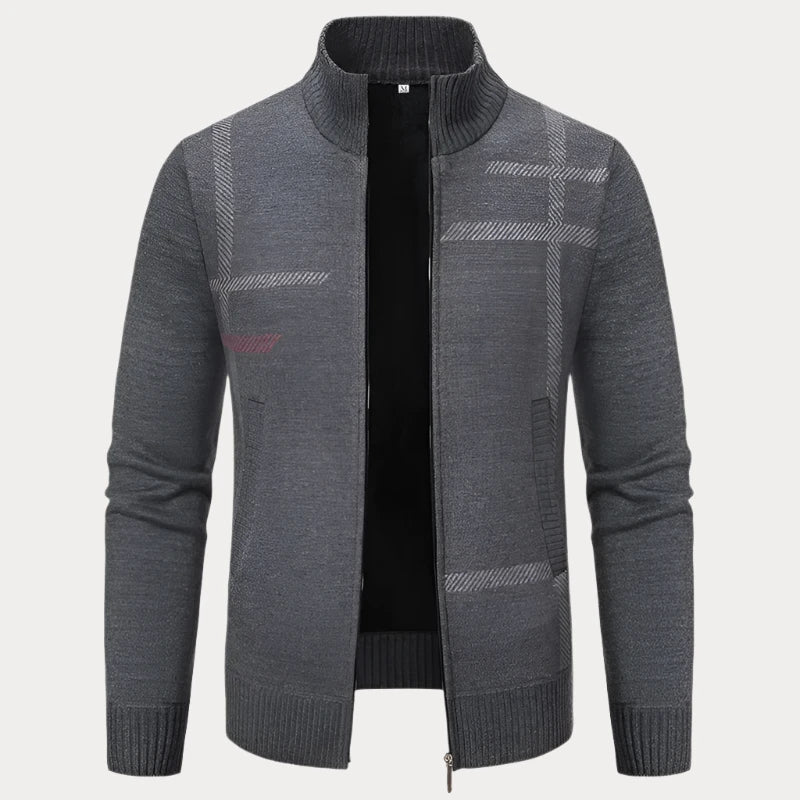 Rainald | Herren Vollzipper Stehkragen Cardigan mit Seitentaschen