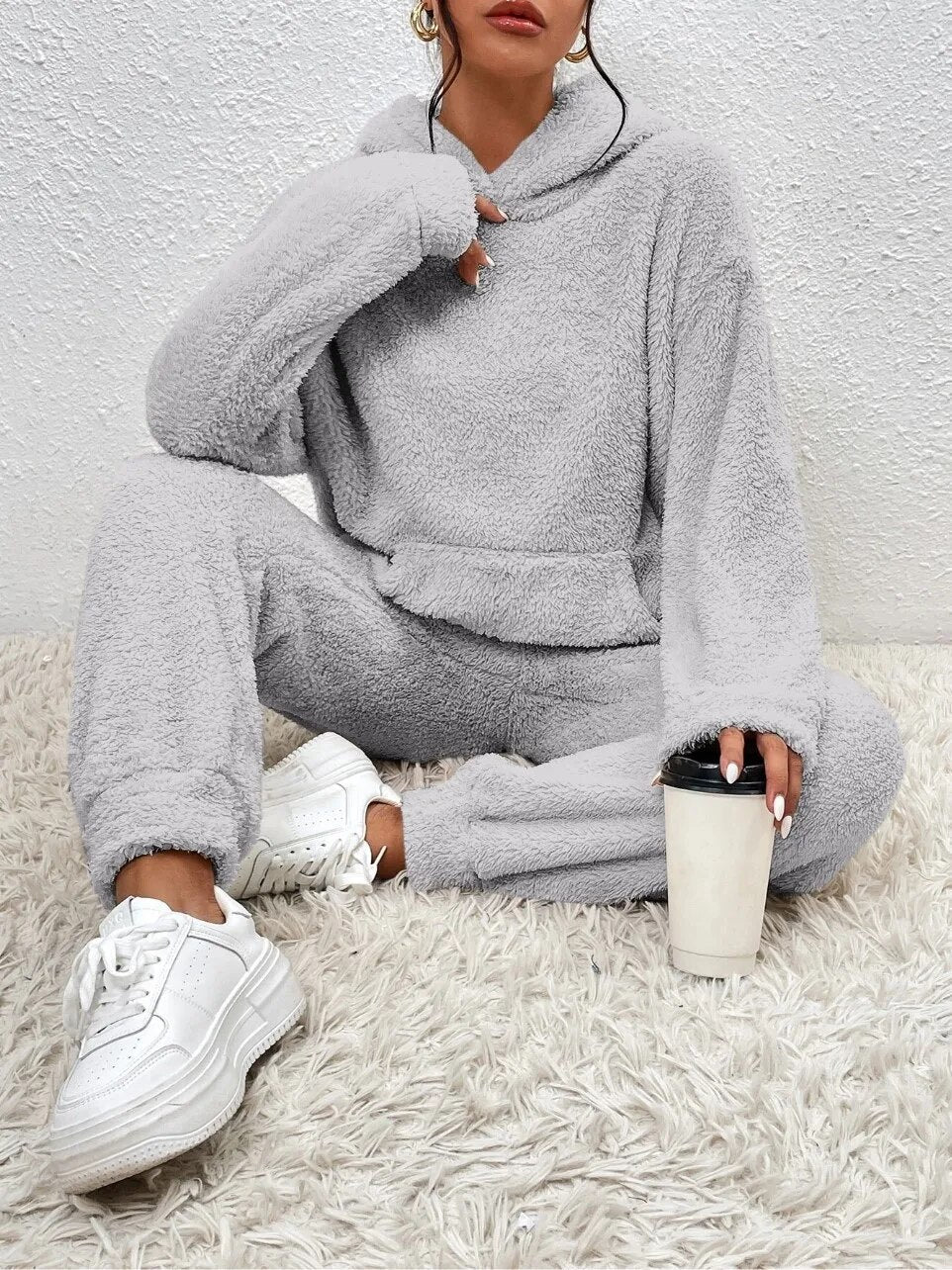 Felicity | Kuscheliges Teddy-Hoodie & Jogginghose Set – Weich, Warm & Stylisch