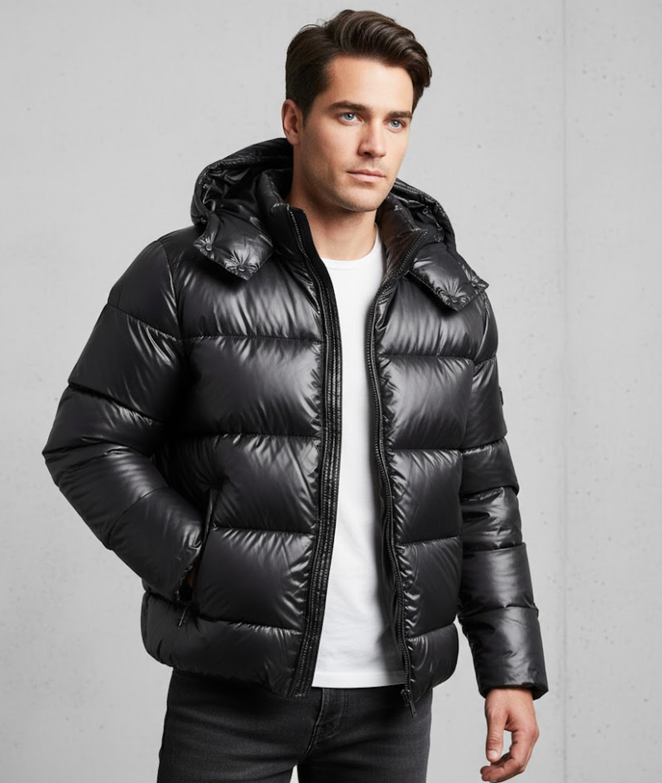 Oren | Herren Steppjacke mit Kapuze & Reißverschluss – Gepolsterte Winterjacke im Urban Street Style, Wind- & Wasserabweisend für Kalte Tage