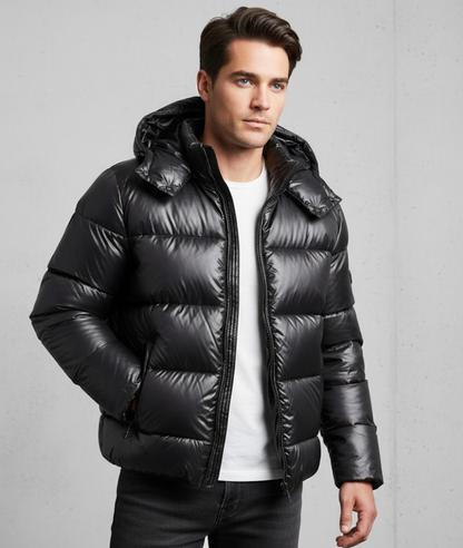 Oren | Herren Steppjacke mit Kapuze & Reißverschluss – Gepolsterte Winterjacke im Urban Street Style, Wind- & Wasserabweisend für Kalte Tage