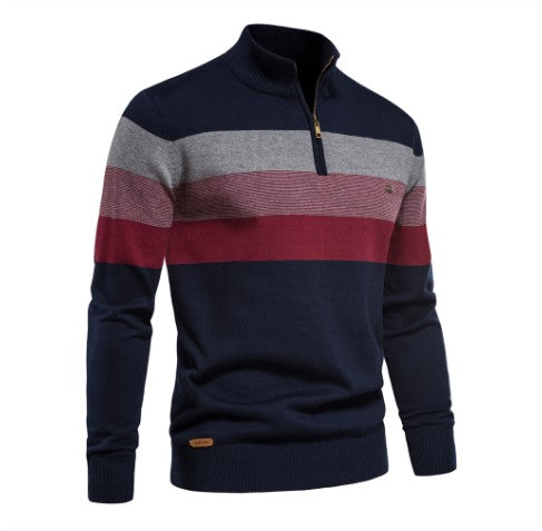 Christian | Herren Halbreißverschluss Pullover mit Colorblock-Design