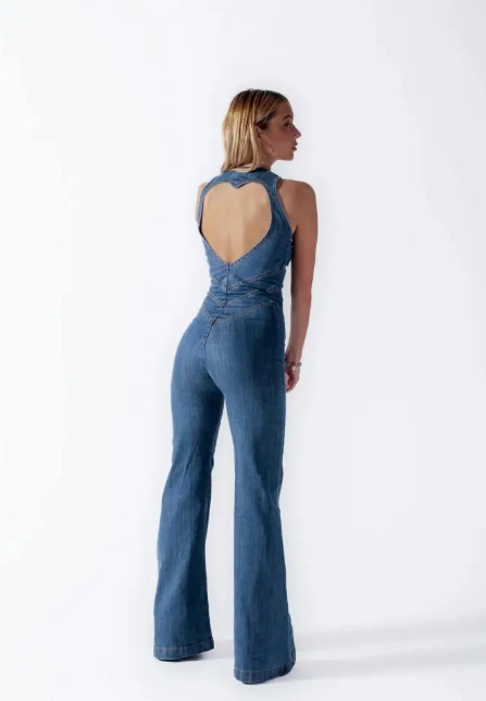 Hedwieg | Rückenfreier Denim-Jumpsuit