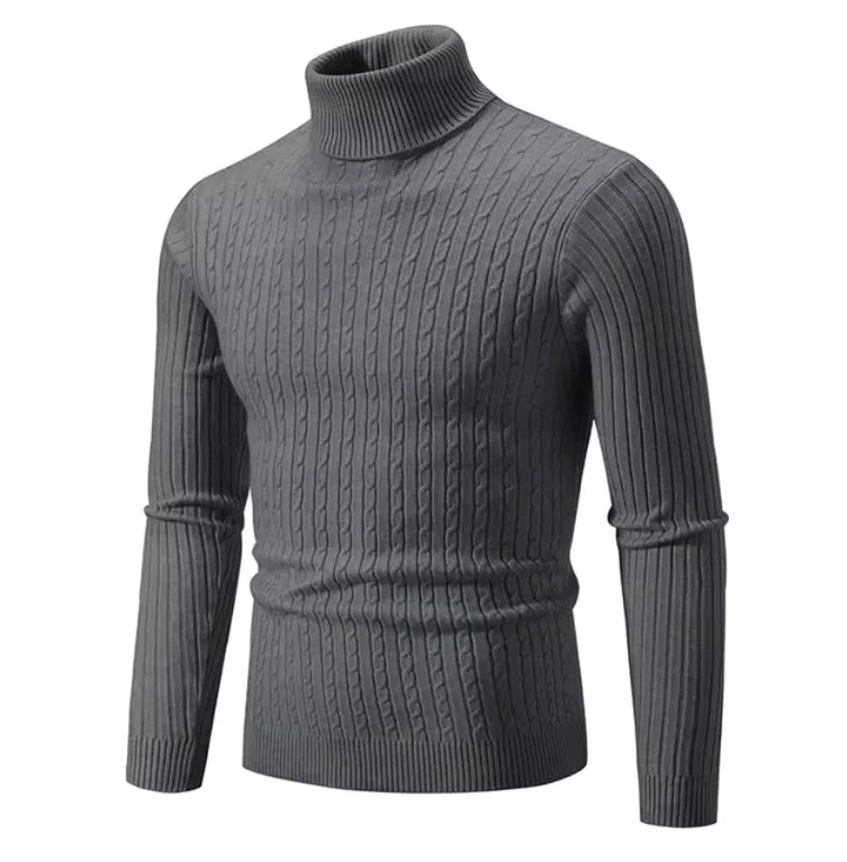 Dietero | Herren Rollkragenpullover aus Texturiertem Strick – Warme, Stilvolle und Bequeme Passform