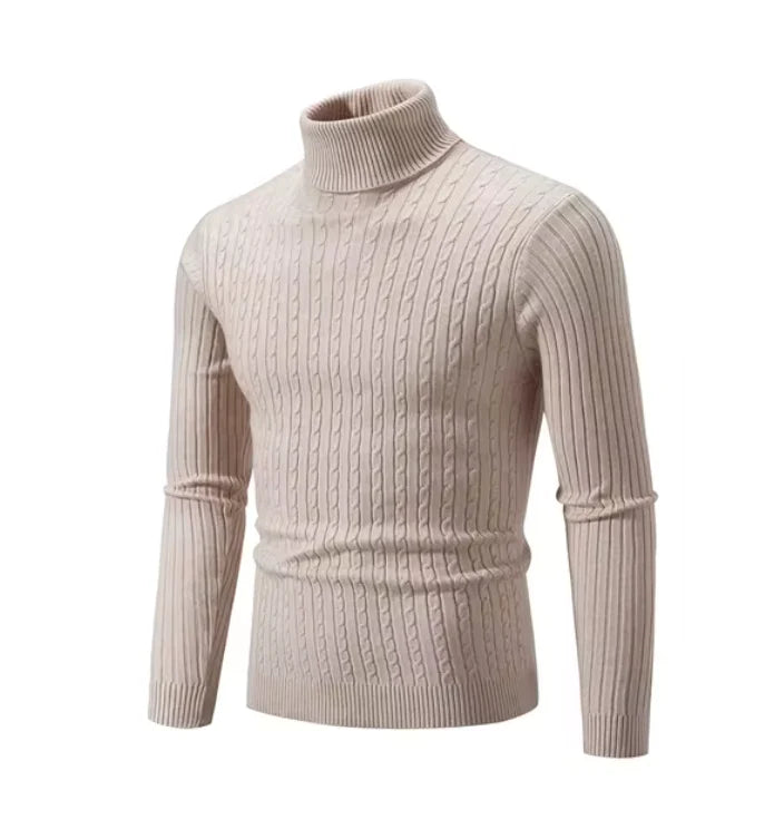 Dietero | Herren Rollkragenpullover aus Texturiertem Strick – Warme, Stilvolle und Bequeme Passform