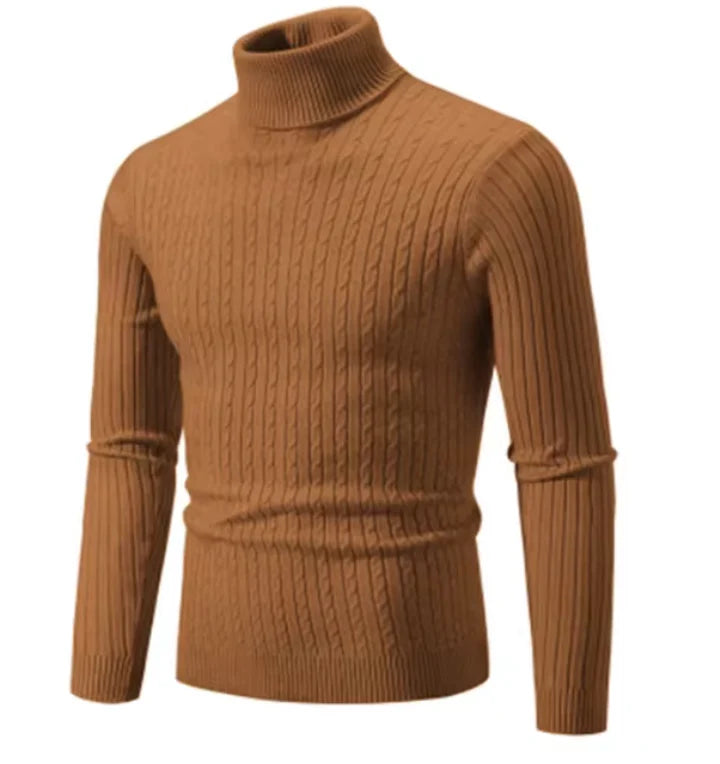 Dietero | Herren Rollkragenpullover aus Texturiertem Strick – Warme, Stilvolle und Bequeme Passform