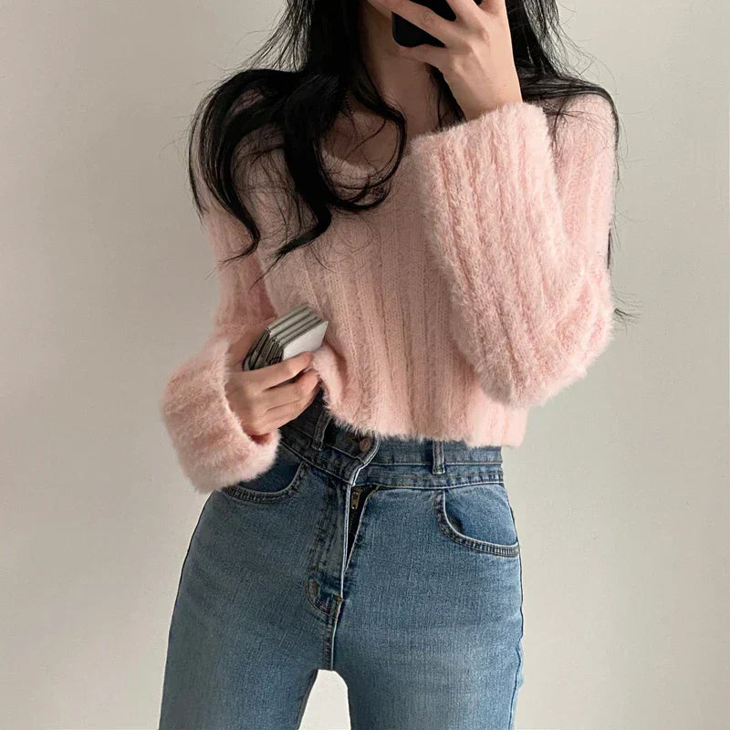 Kiana | Kuscheliger Teddy-Pullover in Cropped-Länge – Weich, Warm & Stylisch