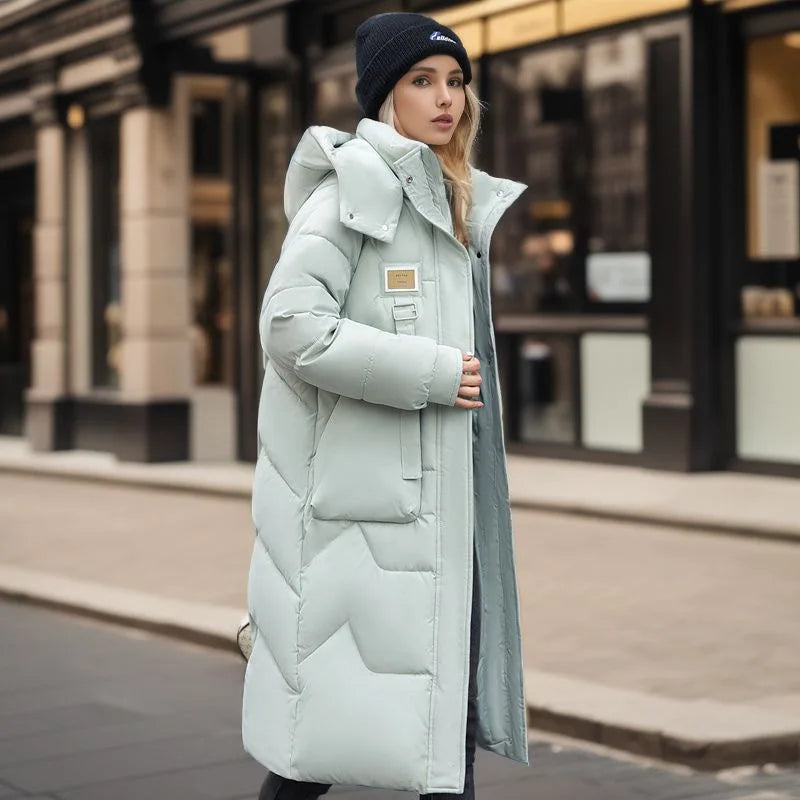 Paloma | Trendige lange Winterjacke mit Kapuze für Damen