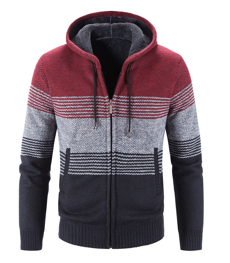 Shelby | Herren Fleece-Kapuzenpulli mit Streifen