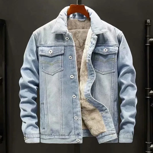 Benedikt | Winter Herren Denim Jacke mit Fleece-Futter