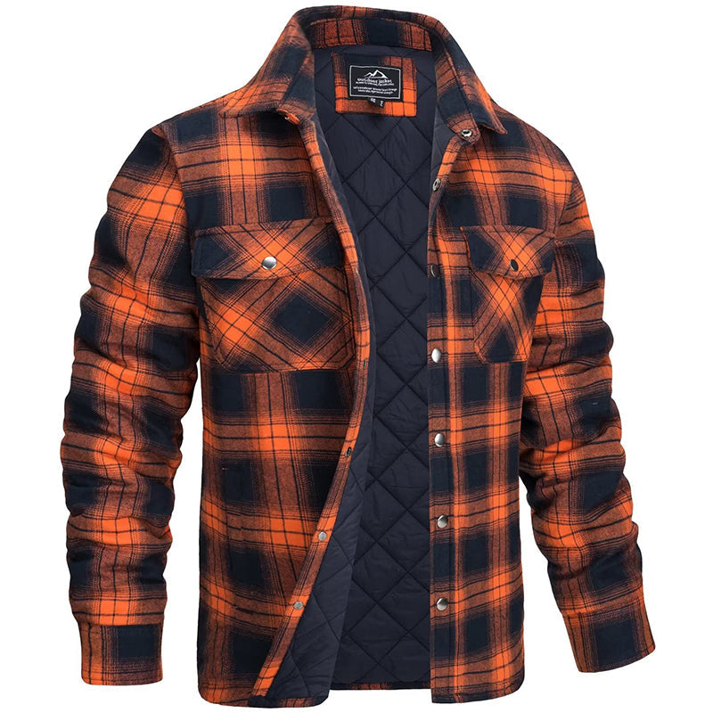 Claust | Herren Gepolsterte Karierte Flanelljacke mit Brusttaschen