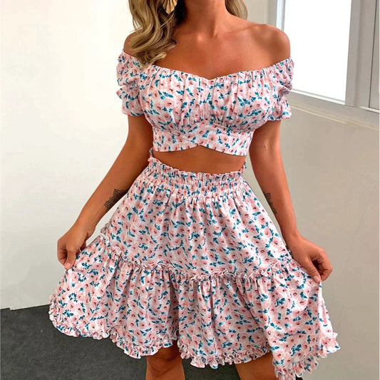 Sieny | Off Shoulder Floral Top und Rock Set