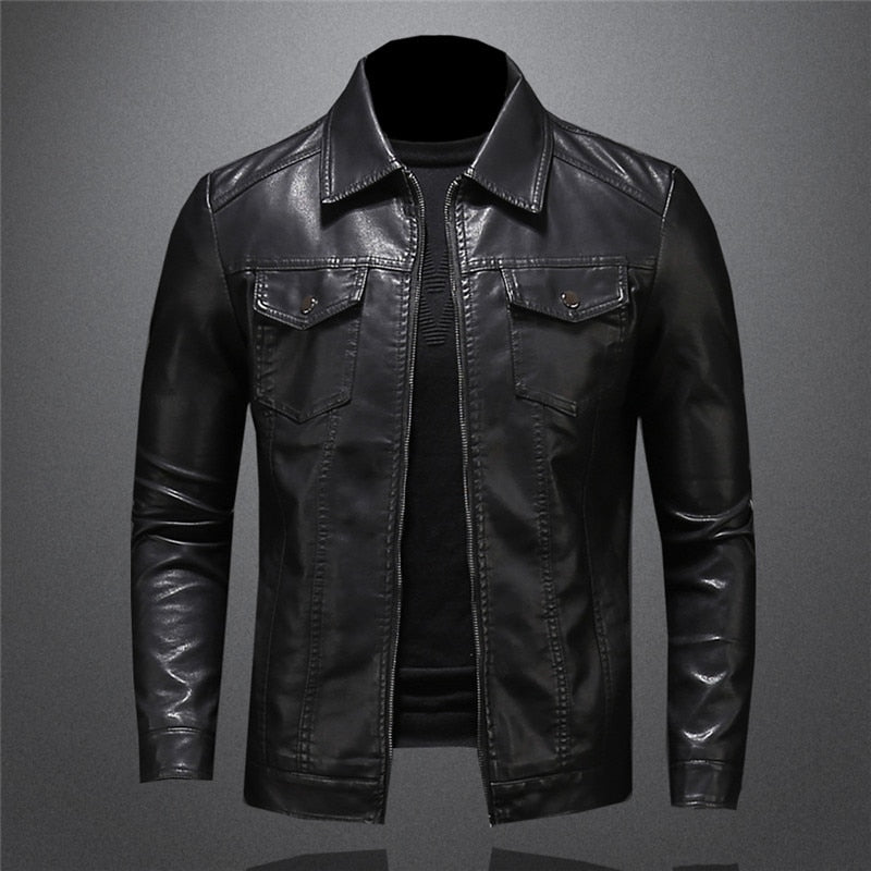 Orvio | Herren Motorrad Lederjacke in Schwarz