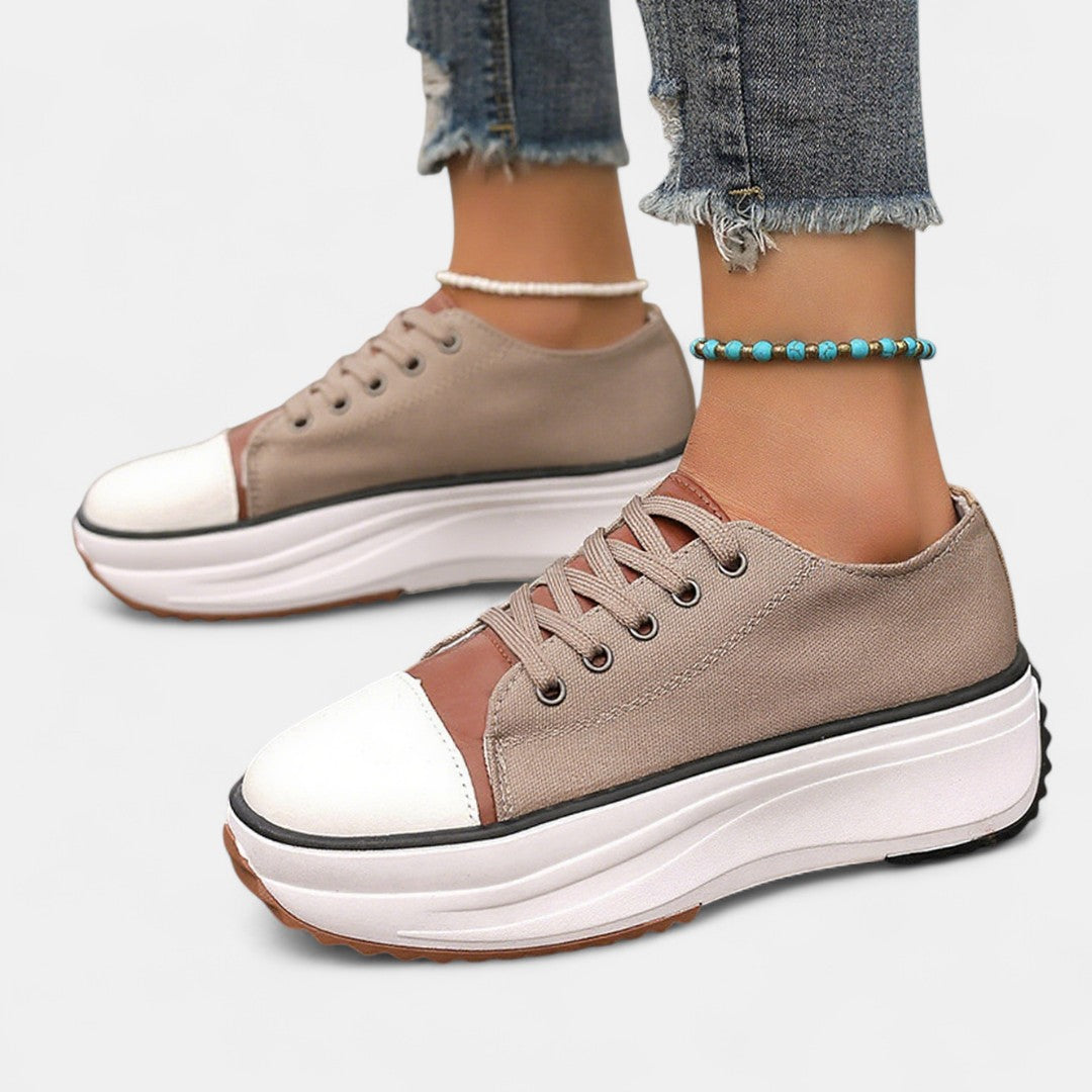 Damen Plateau-Sneaker | Stylische Retro-Frontkappe & bequemer Komfort