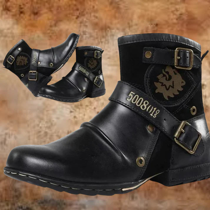 Reimar | Herren Robuste Cowboy-Stiefel mit Verstellbaren Schnallen im Vintage-Stil