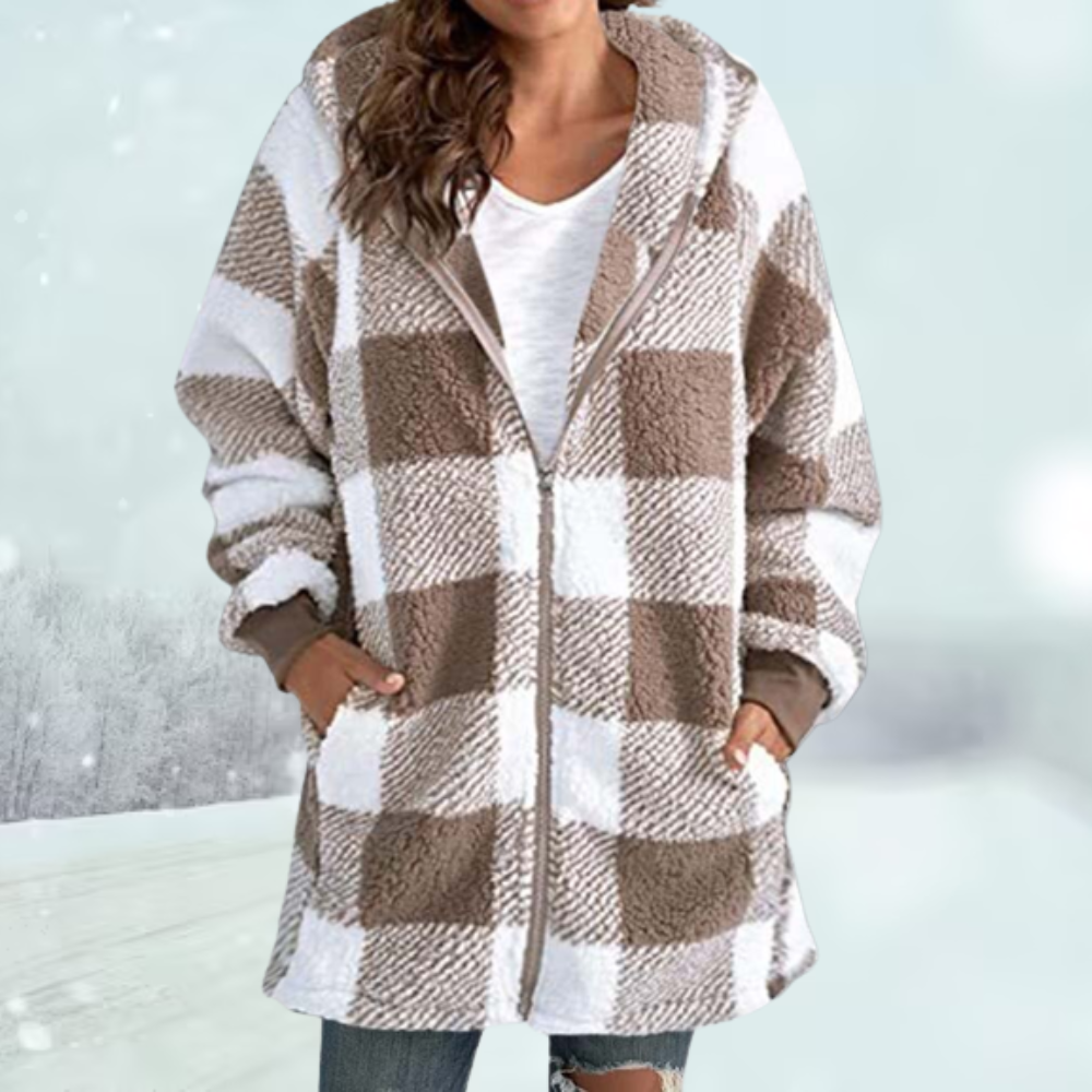 Hermina | Karierte Jacke mit Kapuze: Wintersaison